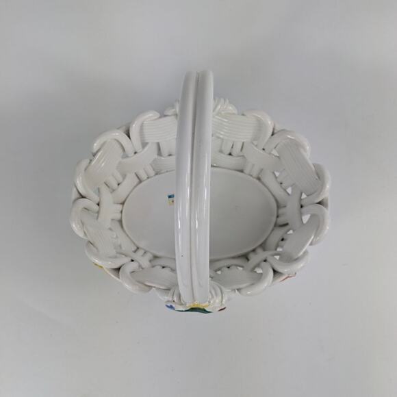 Handmade Italian Fused Glass Christmas Basket Veitri White Centerpiece Holiday - Picture 5 of 16